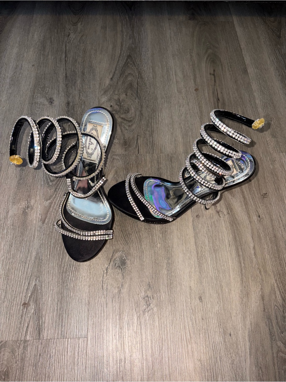 Italina | Black Strappy Sequin Heels